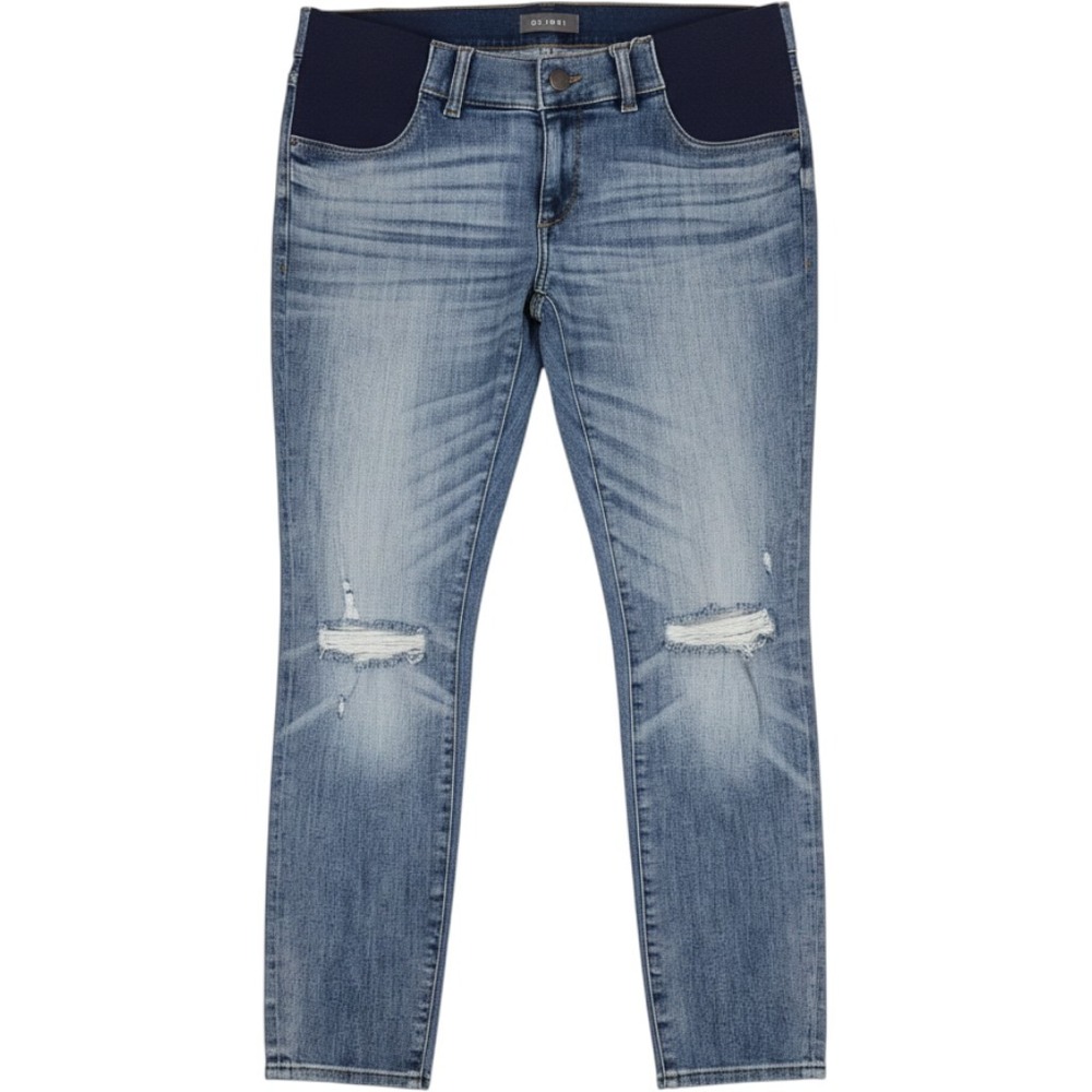 DL1961 Florence Ankle Maternity Skinny Jeans Tremont Distressed Blue Size 27 NWT